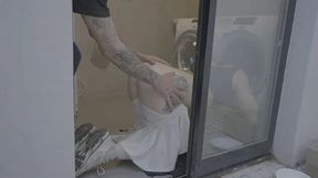 Stepsister Stuck in Washer Gets Help with Anal and Blowjob