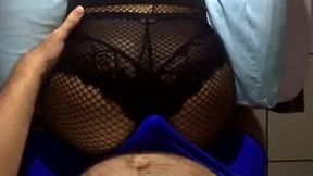 Fishnet Lapdance Ends in Pants-Sprayed Handjob