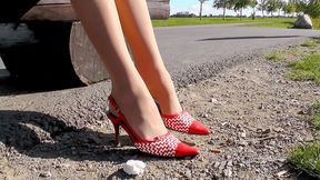 21gua Larisas red slingback high heels (mp4-HD)