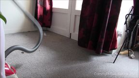 Vacuuming in White Pantihose