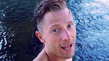Naked bath in a river in slo-mo