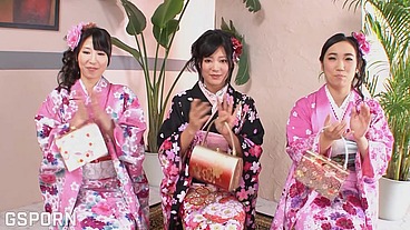 Best jav porn from Japan fucking 3 sexies geishas girls fucked with kimono