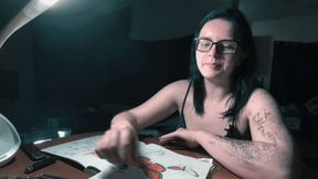 Innocent Girl Smoking While Colouring - Black Nails, Black Lungs, Deep Drags