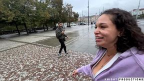 betty buttplug blowjob outdoors and cumwalk