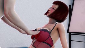 Mary in Hot Sexy Lingerie & Stockings 3D Hentai - Enjoy Big Tits Close-up Play, Sitting on Chair for Pussy Licking with Squirt
