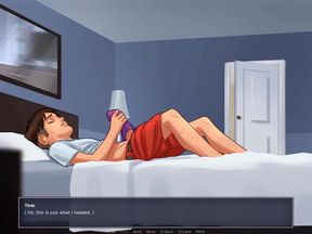 Summertime saga: stepmom caught stepson jerking off, and she let him finish on her big boobs ep 173