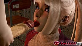 Hot Blonde Angele With Anal Plug Rule34 Animation - Tongue Licking Big Dick &mdash;  Standing Handjob Stroking &mdash;  Sitting Titfuck Cumshot