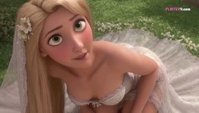 Rapunzel Long Hair Spread Across the Bed as the Photographer Positioned His CameraThen He Slid His Hard Cock Into Her Wet Pussy