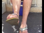 Worn out flip flops / thongs slapping against my naked male soles feels so nice - MANLY FOOT