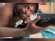Chubby Thick Boy Creams and Squirts on Huge Black Dildo Deep His Hole (Solo)