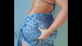 Beautiful Tanned Latina Girl's take a shower after beach