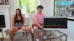 Natural Busty Brunette Fails Lie Detector Sucks Dick and Gets Fucked