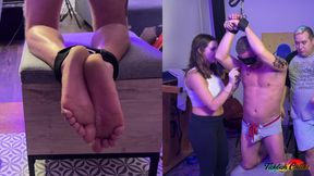 TICKLISH CHICKS - Mandy Learns Fast: Tickling Chad's Feet, Cock Tease, and Pit Worship in Bondage