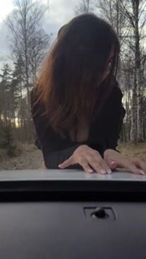 Cuckold wife getting fucked by stranger infront of her husband jerking off in car