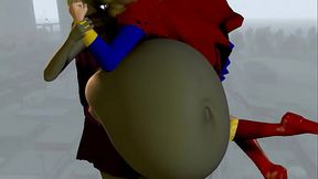 Superheroine Belly Inflation