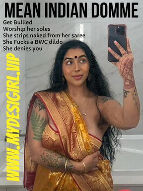 Mean Indian Domme Bullies You While She Makes You Worship Her Feet Soles, Watch Her Strip Naked & Fuck a BWC Dildo … Then Denies You