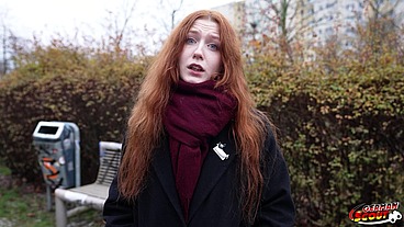 GERMAN SCOUT - Real Redhead Ginger Teen Alice Seduce with small Tits First Porn Casting without condom in Berlin