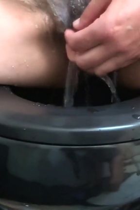 Mature Wife Peeing and Washing Her Hairy Pussy After Fucking Her Lover