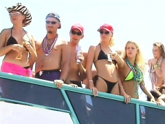 Desperately horny babes show off their boobs on spring break