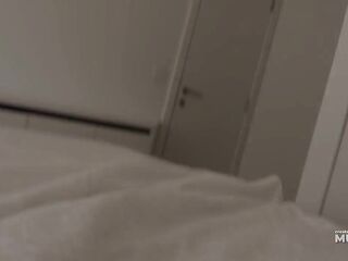Oops... Step son inadvertently cum in step mamma after drilled her in shared couch at night in hotel room with Nika Legran