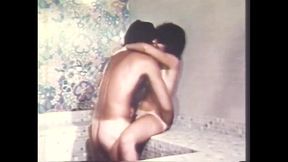 Horny swinging couples get down at a retro USA orgy party