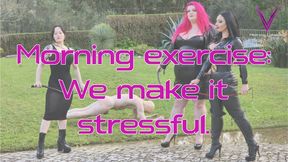 Morning whipping at the Lisbon FemDom Retreat with Mistress Ezada, Mistress Rei, Mistress CatastroV, and a submissive boy