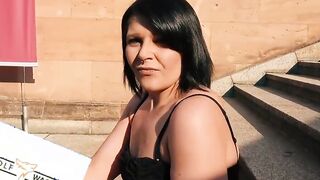 Chubby african haired Milf with small melons – outside pick