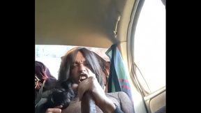 Extremely horny Exhibitionist Public Trans Slut stroking her BBC