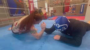 Saskia v The Masked Rider Arm Wrestle