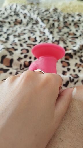 Pink cock jerking off my sweet pussy