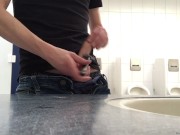 shaving my balls and wanking my dick in public restroom - do you dare?