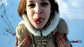 White step sister gives deepthroat blowjob in the bedroom