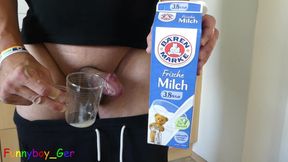 We're Out of Milk, Make It Yourself. (dirty Cock Play and Jerking off in the Kitchen End with a Load Cumshot Into the Glass.)