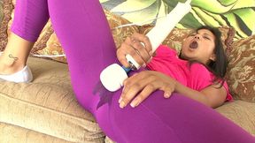 lana violet squirt s and gushes her spandex