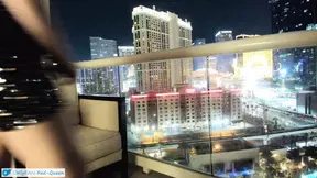 Redhead MILF fucked on balcony in Vegas
