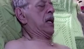 Beautiful blonde blowjob and cum old man