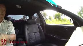 young slut is hitchhiking. domination in car. blowjob and fucking in car. enf