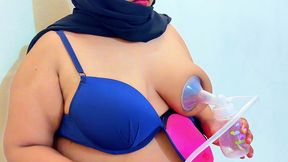 arab milf girl milking full enormous tits - pumping breasts