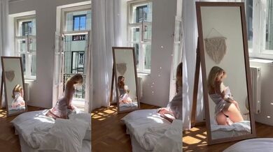 Connoisseurs savor this petite blonde's artful solo session