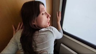 Amateur wife takes a quickie in the Czech train while her husband waits outside
