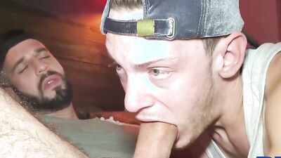 Skater dude is poked in the bum by that horny bearded lad