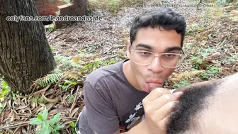 Biker meets stranger on trail for outdoor bareback anal