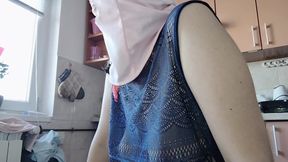 Sexy milf trying on panties. Watching a hairy MILF, hairy pussy, big tits, big ass.