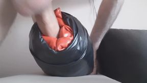 Leather pants stuffed with a leather pillow