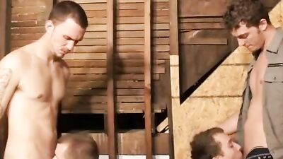 Watch these hot babes devour each other's loads in a wild group fuckfest