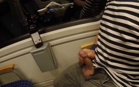 Jerking and Creamy Cum in a Driving Train