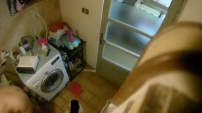 SECURITY CAM VOYEUR: Nicoletta Spied on from Above in Her Bathroom