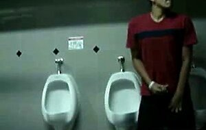 Public Handjob in a Restroom by Bigcockflasher