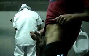 Public Handjob in a Restroom by Bigcockflasher