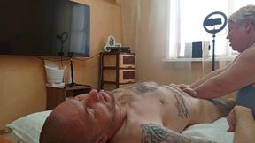 Foot and Buttock Massage Ended with Penis Masturbation with Cumshot View 2